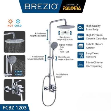 BREZIO FCBZ 1203 Shower Tiang Set Column Mandi Kran Panas Dingin
