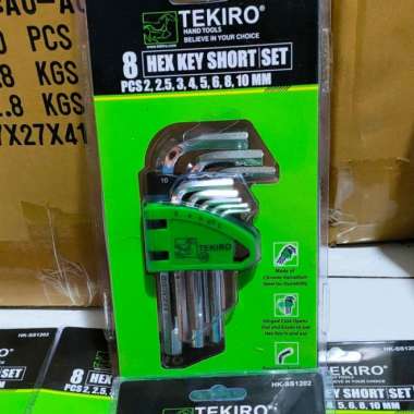 KUNCI L TEKIRO SET 8 PCS PENDEK , KUNCI L SET TEKIRO