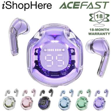 Acefast TWS T8 Earbuds Bluetooth 5.3 LED ENC Suara HiFi Touch Control bright black
