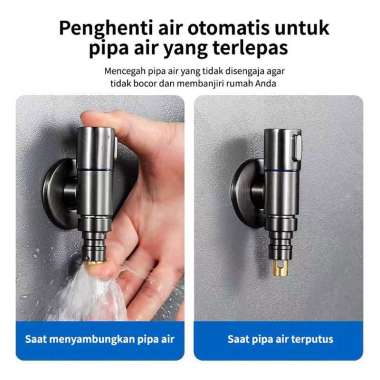 Kran Air Mesin Cuci Otomatis Keran Tembok Taman 304 Stainless, Warna Grey