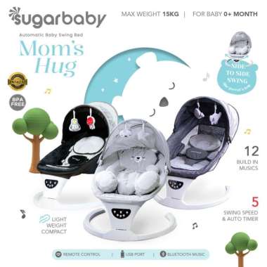 SugarBaby Moms Hug Swing Bed Ayunan Listrik Black