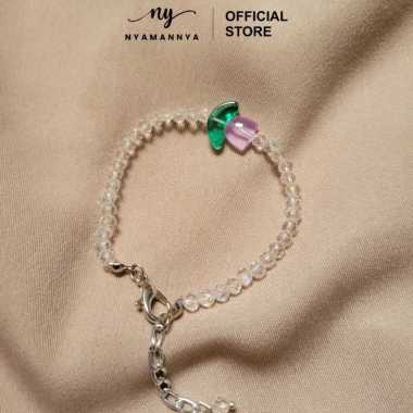 Gelang Manik Manik Aesthetic Korea Mutiara Crystal Bunga Tulip Series PUTIH