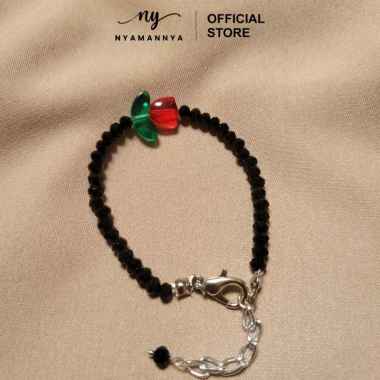 Gelang Manik Manik Aesthetic Korea Mutiara Crystal Bunga Tulip Series HITAM