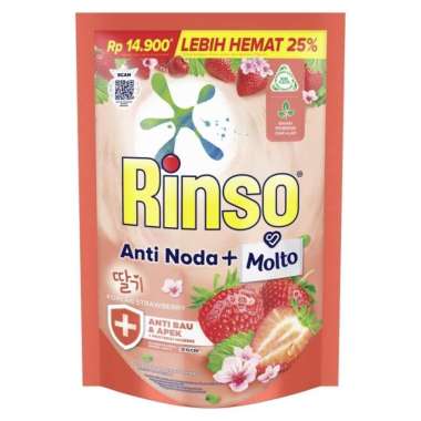 Promo Harga Rinso Liquid Detergent + Molto Korean Strawberry 565 ml - Blibli