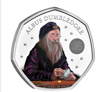 Koin Albus Dumbledore - 2023 UK 50p Silver Proof Color