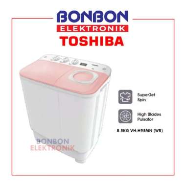 Toshiba Mesin Cuci 2 Tabung 8.5KG VH-H95MN (WR) / VHH 95 MN / VHH95MN