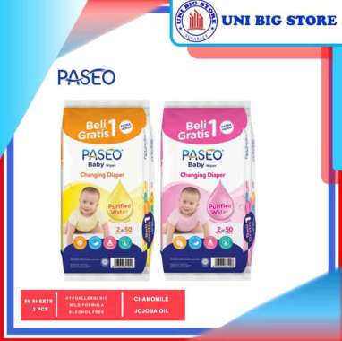 Paseo Baby Wipes Chamomile Jojoba Oil 50 S 2 Packs Tisu Basah Bayi Chamomile