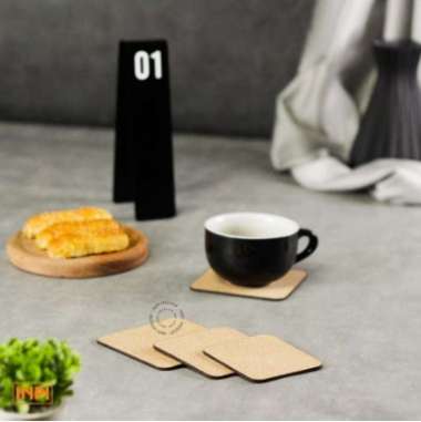 Tatakan Gelas Cork Coaster Persegi - INPI House 10cm