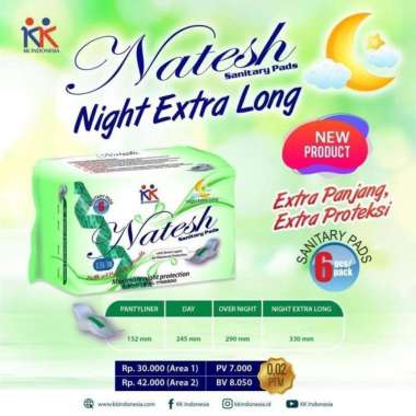 Natesh Night Extra Long 33cm / Pembalut natesh herbal malam panjang -