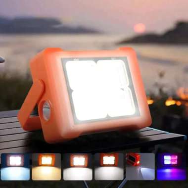 Lampu Solar Emergency Lampu Sorot LED Tenaga Surya Camping Rechargeable Orange