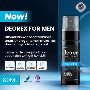 Deorex Body Odorizer For Men Spray 60ml Pengganti Deodorant Antiperspirant Pria Solusi Bau Badan dan Keringat Berlebih