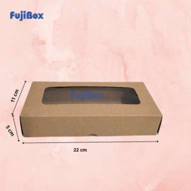 ( 10 Pcs ) Kotak Dus Kue Kraft Coklat Laminasi Jendela 22 x 11 x 5