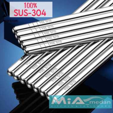 MIA_ Sumpit Stainless Asli SUS 304 Original Premium Anti Karat Anti Slip Sumpit Korea High Quality C