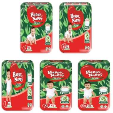 HAPPY NAPPY PANTS JUMBO, Ukuran : S60, M52, L46, XL42, XXL36 M52, Happy Nappy