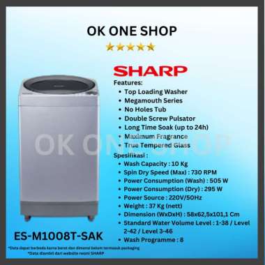 SHARP Mesin Cuci ES-M1008T-SAK 10 Kg