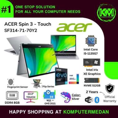 Laptop ACER Aspire Spin 3 SP313-51N-548H i5-1135G7 RAM 8GB SSD 512GB TOUCH WIN11 13,3" INC ANTIVIRUS
