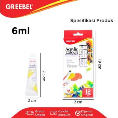 GREEBEL Cat Lukis Akrilik / Cat Acrylic Colour Kanvas 6 ML (CAT AKRILIK 12 WARNA X 6 ML) / Acrylic P