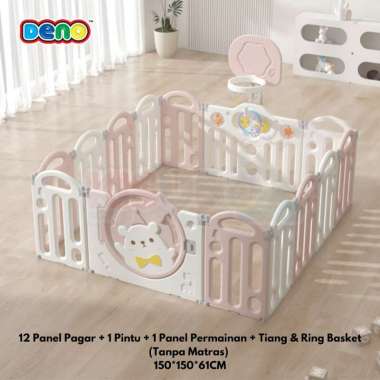 DENO Bear Baby Play Fence Pagar Bermain Bayi Anak 12+2 Blue