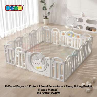 DENO Bear Baby Play Fence Pagar Bermain Bayi Anak 16+2 Blue
