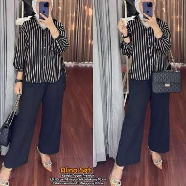 Meila Set | One Set Wanita Kekinian Crinkle Airflow Baju Setelan Wanita Celana Cargo OOTD LD 110 cm 