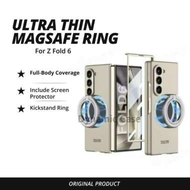 Case Samsung Galaxy Z Fold 6 Fold6 GKK Ultra Thin MagSafe Ring Kickstand Include Tempered Glass Scre