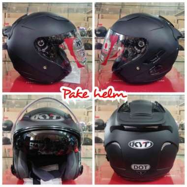 HELM KYT GALAXY FLAT R HITAM BLACK DOFF HALF FACE DOUBLE VISOR M