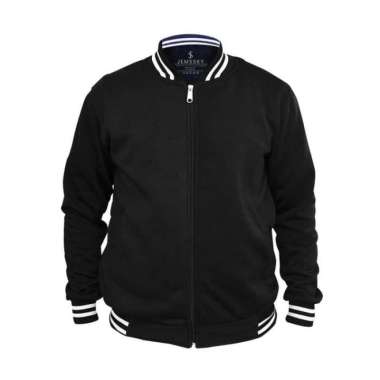 Jemssky - Varsity Baseball Resleting Jaket Distro Unisex Pria Wanita Dewasa Hitam M