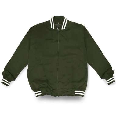Jemssky - Varsity Baseball Resleting Jaket Distro Unisex Pria Wanita Dewasa Army XL