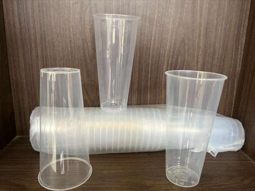 GELAS PLASTIK OVAL 14 OZ / 16 OZ / 18 OZ / 22 OZ ISI 50 PCS 14 OZ bening