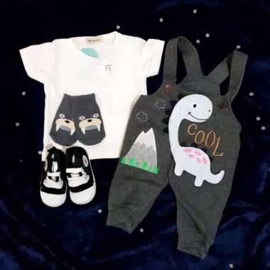 Hampers parcel bayi laki-laki overall mustard dino
