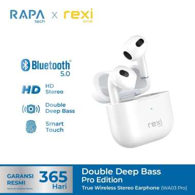 RAPAtech X rexione TWS WA03 Pro Earphone Double Deep Bass - HD Stereo -White