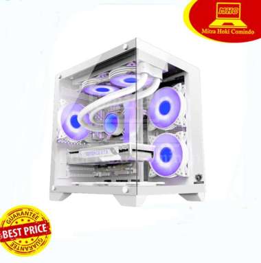 CASING PC VURRION CASING KOMPUTER GAMING VURRION AQUARIST WHITE 5 FAN RGB PC CASE