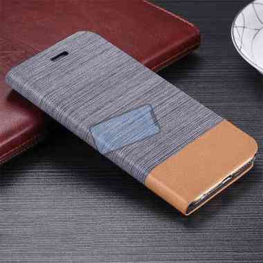 OPPO Reno 7 Z 5G Flip Case Luxury Canvas Leather Soft TPU Case Reno7 Z Gray