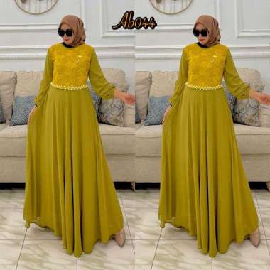 GAMIS CANTIK BAHAN CERUTY MIX BROKAT PREMIUM GAMIS PESTA MEWAH BURKAT CANTIK Ld120cm (Jumbo) Lilac