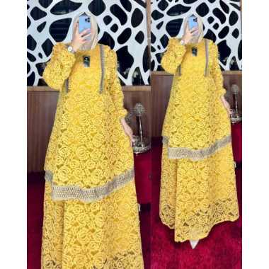 GAMIS BROKAT MUTIARA PREMIUM RENDA GAMIS PESTA BURKAT MEWAH BANGET Ld120cm (Jumbo) A