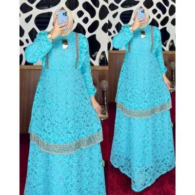 GAMIS BROKAT MUTIARA PREMIUM RENDA GAMIS PESTA BURKAT MEWAH BANGET Ld120cm (Jumbo) F