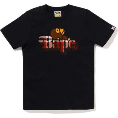 BAPE CHECK MILO ON BAPE TEE L S Black x Red