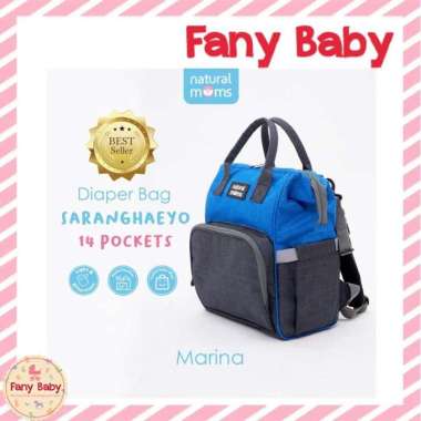 NATURAL MOMS DIAPER BAG SARANGHAEYO 14 POCKET MARINA
