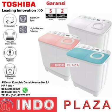 mesin cuci 2 tabung 8 Kg / 8kg - 8.5 kg / 8.5kg TOSHIBA VH h85mn TRANSPARAN