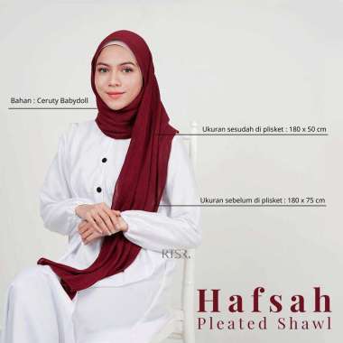 Hafsah Pleated Shawl / Pashmina Plisket Full / Pashmina Plisket Maroon