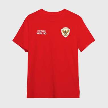 Tshirt Kaos TIMNAS INDONESIA 2024 Custom Nama dan Nomor Bahan Cotton Combed 30s Merah XL DEWASA