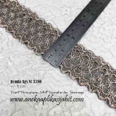 RENDA BORDIR TILE / RENDA AGS NI 3380 HITAM GOLD 5 CM (+/- 14.50 CM) 1 METER