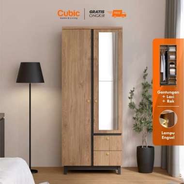 Cubic Lemari Pakaian 2 Pintu / Wardrobe Cemin Minimalis / LUNA GRANDE LP 2P
