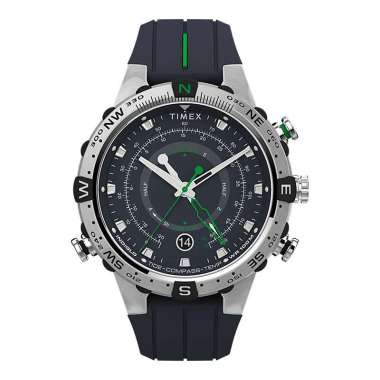 Jam Tangan Pria Timex Expedition TW2V22100 North Tide Temp Compass Blue Dial Blue Silicone Strap Mul