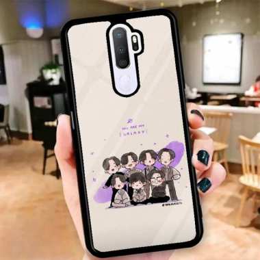 Custom Case Casing Glosy Tempered Glass Cover Belakang Skin Hp Vivo Y12, Y19, Y91C, V17 VIVO Y12 SER