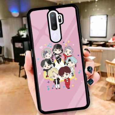 Custom Case Casing Glosy Tempered Glass Cover Belakang Skin Hp Vivo Y12, Y19, Y91C, V17 VIVO Y12 SER