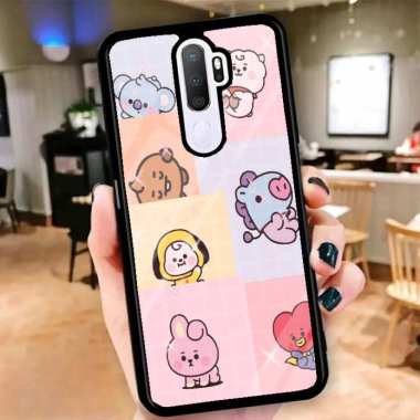Custom Case Casing Glosy Tempered Glass Cover Belakang Skin Hp Vivo Y12, Y19, Y91C, V17 VIVO Y12 SER