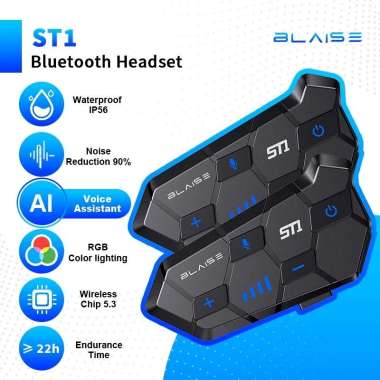 BLAISE ST1 Headset Helm Bluetooth Motor Headset Helm Mic Headset Tahan Air Intercom Helm Interkom Bl