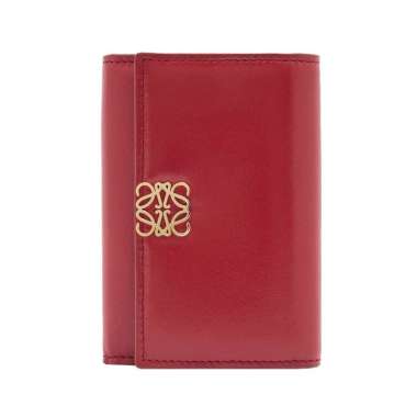 [12.12 Dealcember] Loewe Puffer Anagram Small Vertical Wallet In Shiny Nappa Calfskin Burnt Red Red