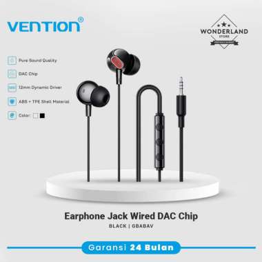 Vention Earphone Echo Lite USB C / Jack 3.5mm In Ear Wired Earphones DAC GBA GBB Black Jack3.5